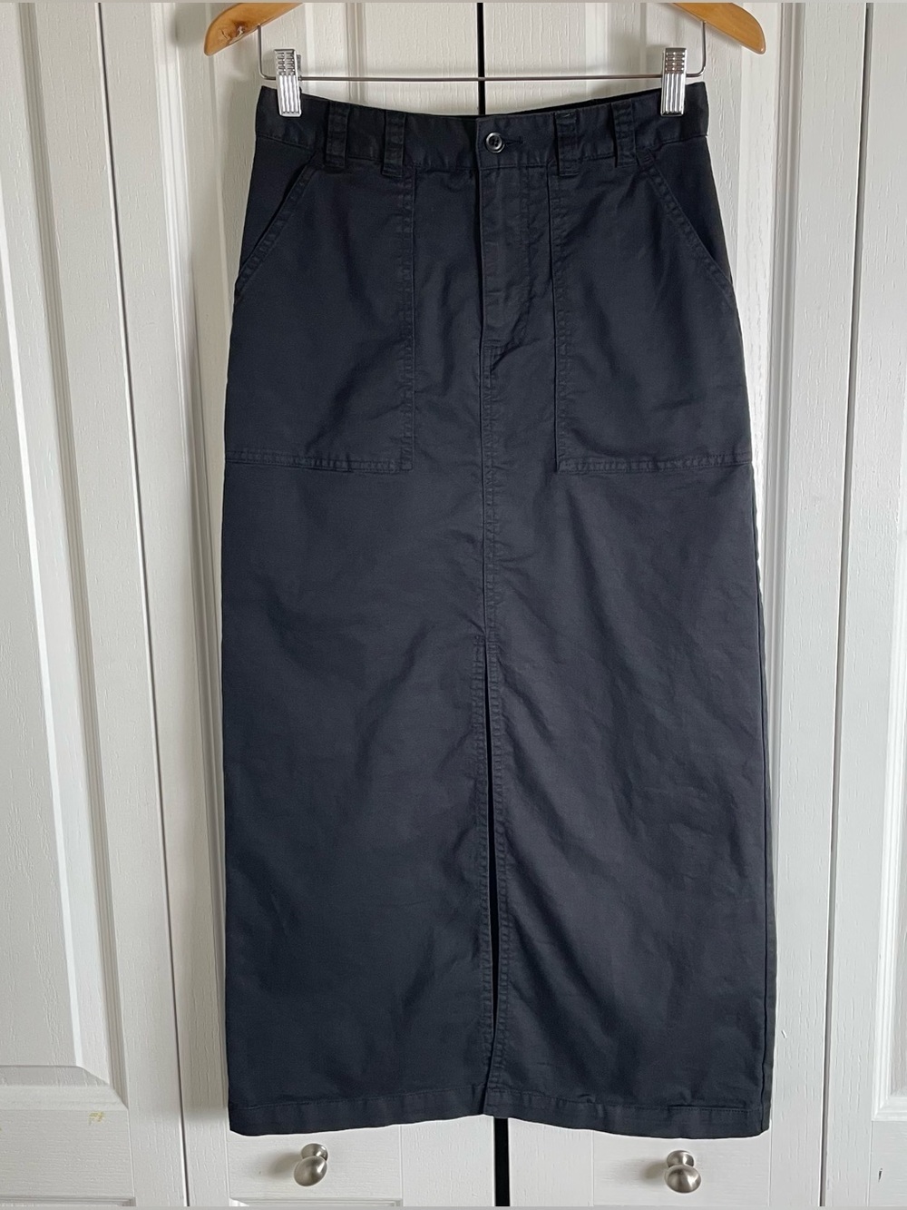 A New Day Surplus Utility Maxi Skirt Women’s S Black Split Cotton Elastic Waist